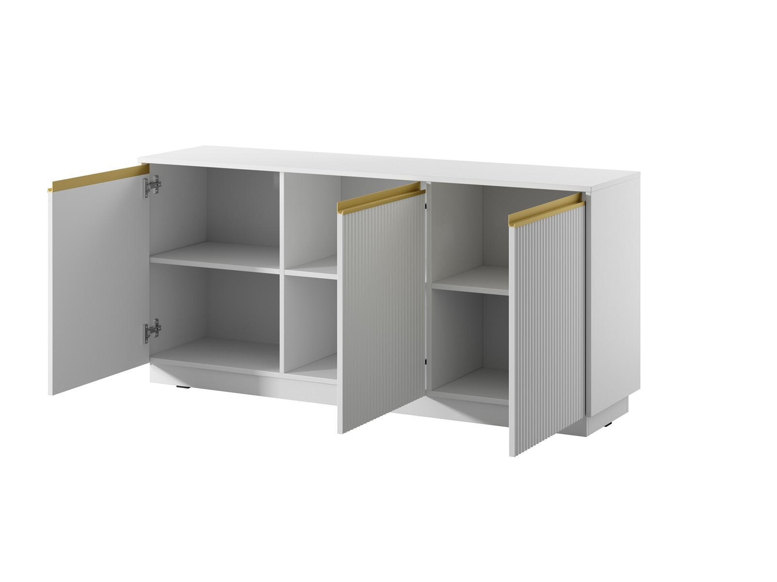 KOMMODE Roy 154 Weiß, mit geriffelter Front - Weiß, Holzwerkstoff (154/72/39cm) - Bettso