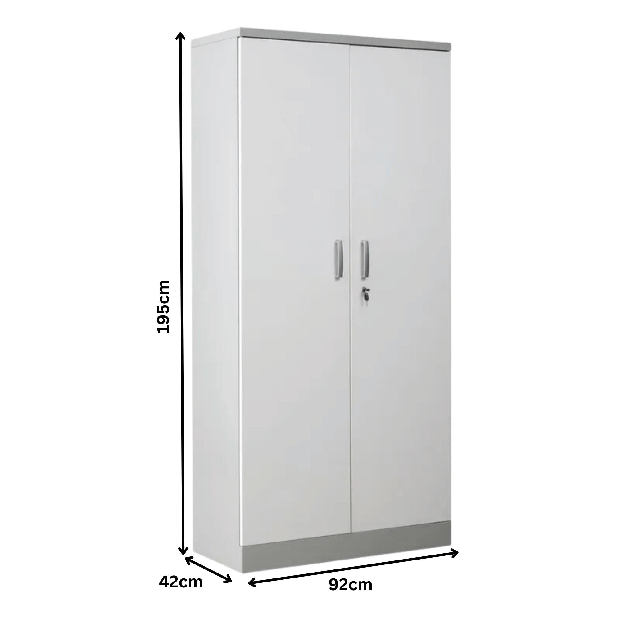 AKTENSCHRANK Beetle 4 Fachböden 195x92x42 cm Silber & Weiß - Weiß, Metall (92/195/42cm)