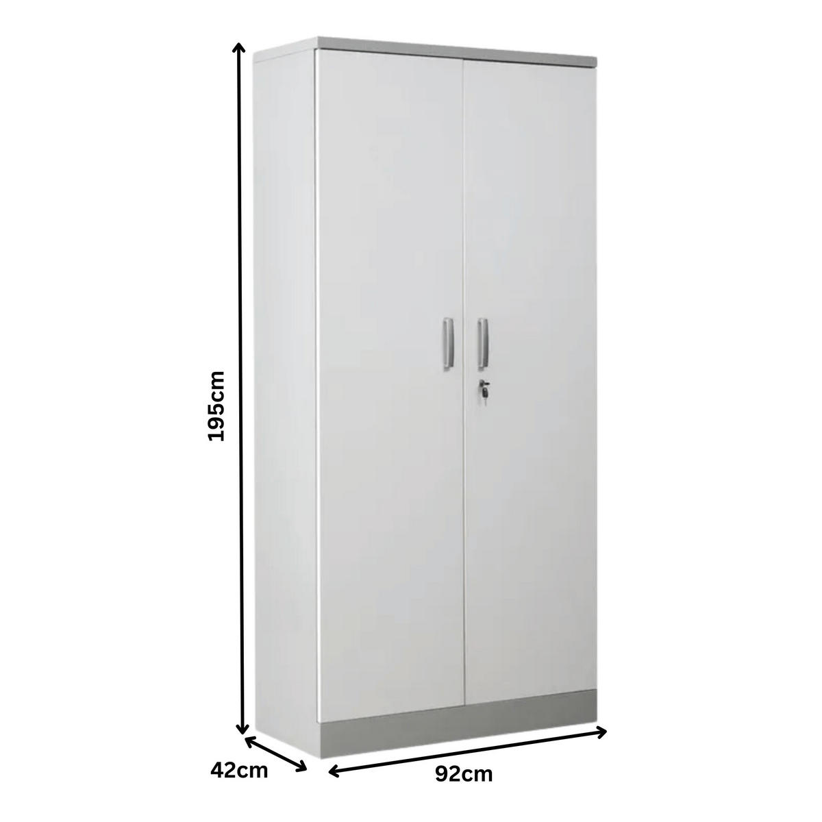 AKTENSCHRANK Beetle 4 Fachböden 195x92x42 cm Silber & Weiß - Weiß, Metall (92/195/42cm)