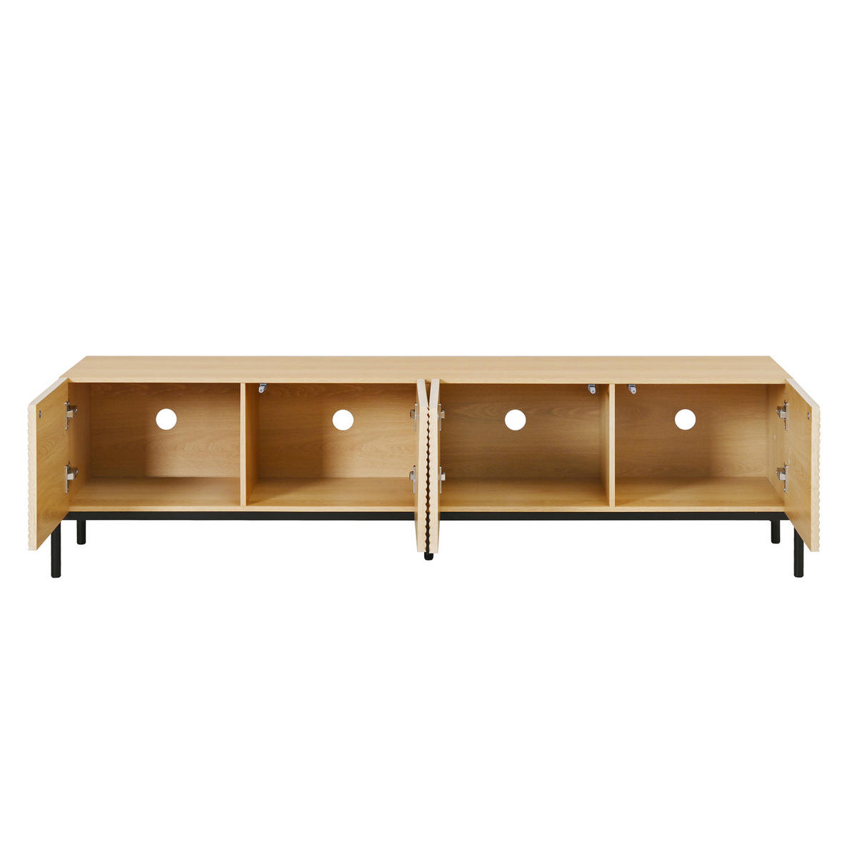 TV-LOWBOARD 163,5 x 40 x 45 cm, 4 Türen, 3D-Front, Metallfüße, modernes Design, Natur - Naturfarben, Holzwerkstoff (163/45/40cm)
