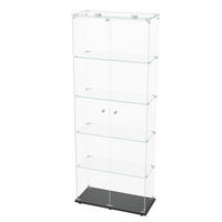 VITRINE 2 Türen, 5 Einlegeböden, LED oder Touch, Glas, modern, mobil, flexibel - Schwarz, Glas (78.51/186.5/34.5cm) - EuroLiving