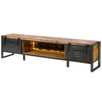 TV-BOARD Mango / Altholz 240x45x55 natur lackiert / Metall grau BLACKBURN LUX #556 - Naturfarben, Holz (240/55/45cm) - Massivmoebel24