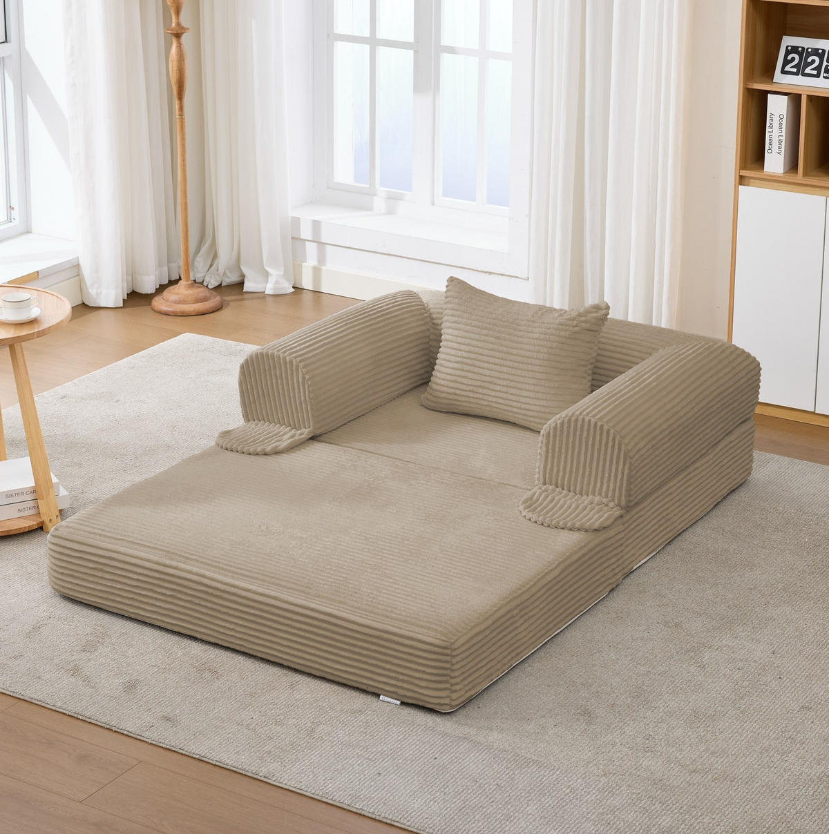 SCHLAFSOFA 2-in-1 Einzelsessel Klappbar Braun Cord - Braun, Kunststoff (85/65/120cm) - Meubliv