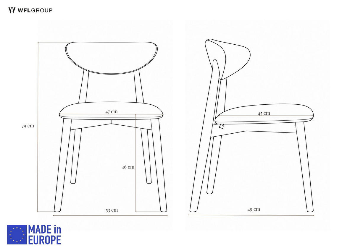 POLSTERSTUHL Mallow – 2er Set – Holzbeine in Kaschmir – Weiche Sitzfläche und Rückenlehne – Braun Chenille - Kaschmir, Holz/Textil (53/79/49cm) - WFL GROUP