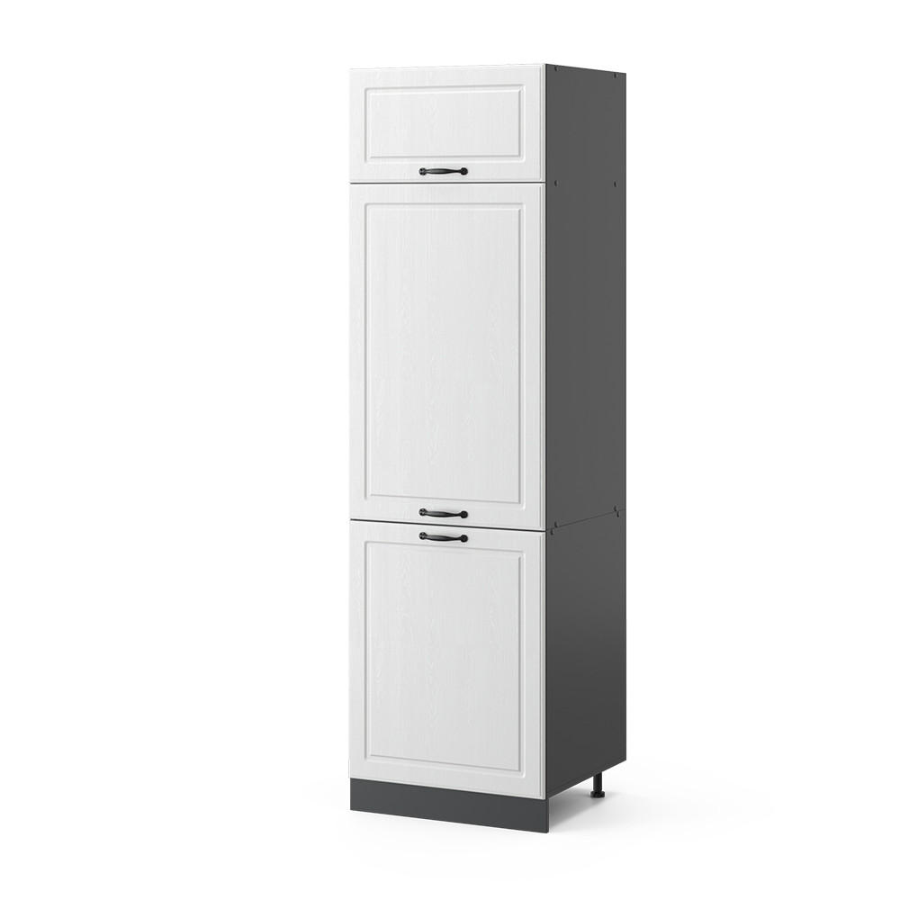 KÜHLUMBAUSCHRANK R-Line Weiß Landhaus 60 cm - Anthrazit/Weiß, Holzwerkstoff (60/206.8/57.2cm) - Vicco