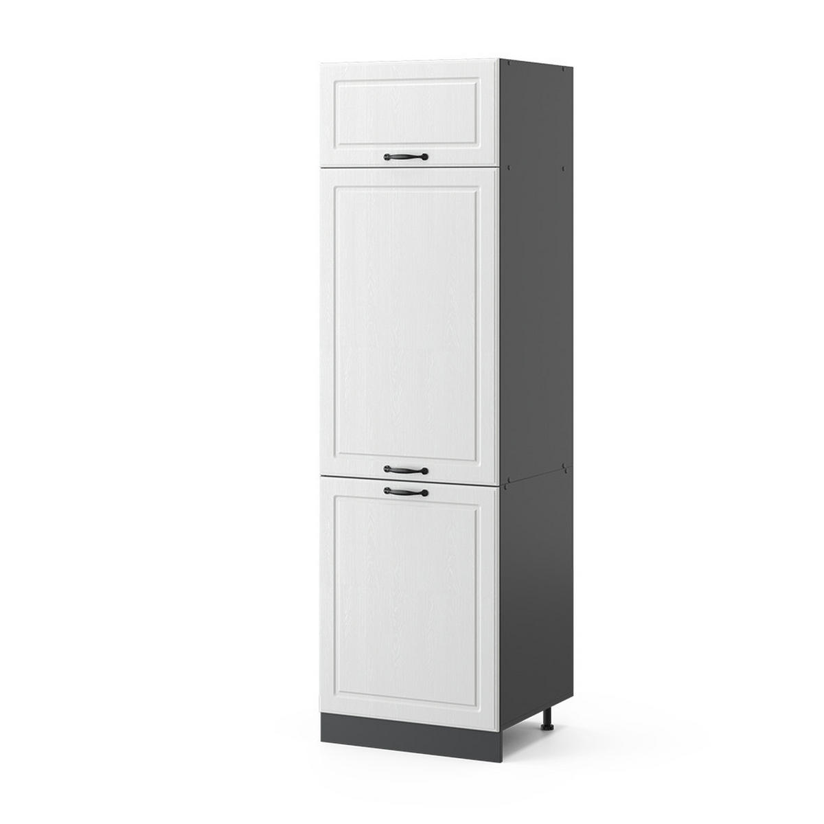 KÜHLUMBAUSCHRANK R-Line Weiß Landhaus 60 cm - Anthrazit/Weiß, Holzwerkstoff (60/206.8/57.2cm) - Vicco