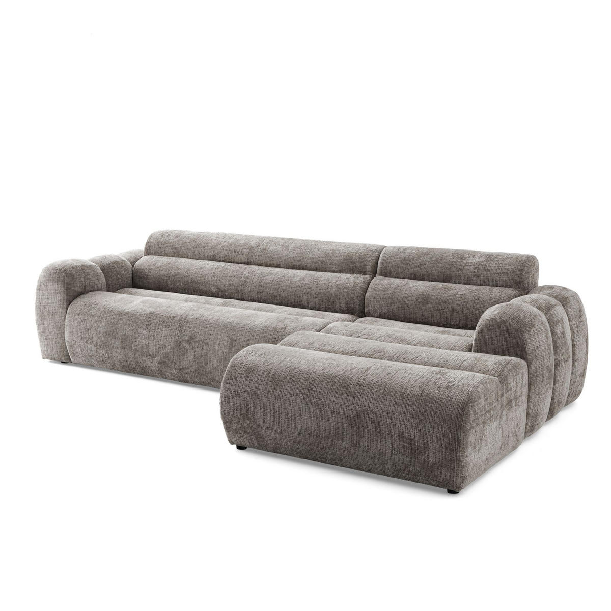 4-SITZER modulares Ecksofa VEER SET 1 Rechts, 298 x 175 cm, Chenille Webstoff Braun - Schwarz/Braun, Holz/Kunststoff (175/298cm) - Muffo