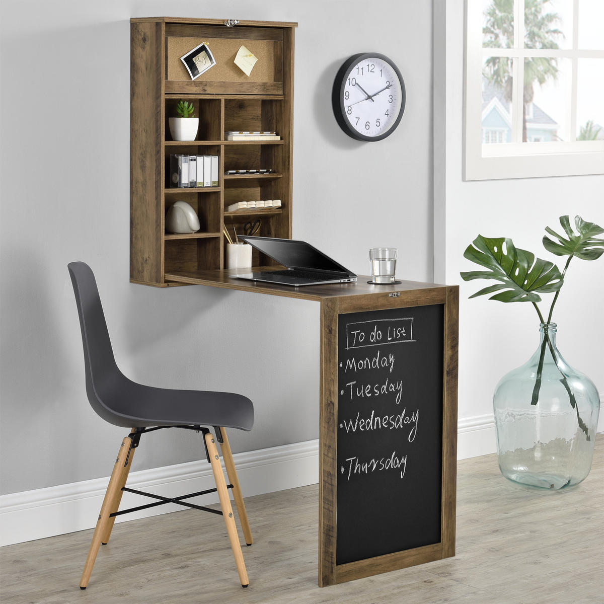 WANDKLAPPTISCH Kläppen - Braun, Holzwerkstoff (50/156/91.5cm) - [en.casa]