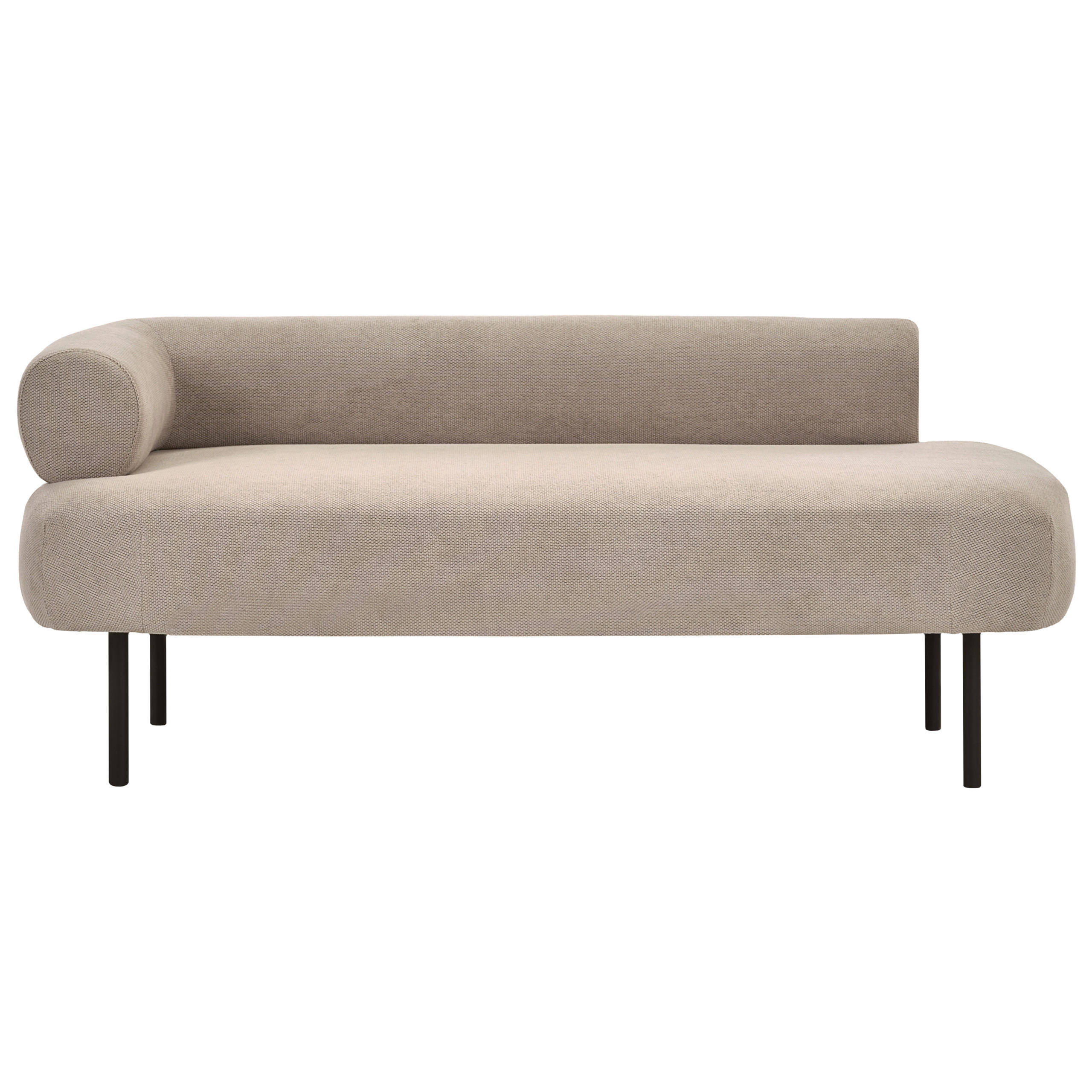 ČALOUNĚNÉ LEHÁTKO CHAISE LONGUE LEVOSTRANNÉ Látka Taupe Mirmande - černá/béžová, textil (153/65/70cm) - Beliani