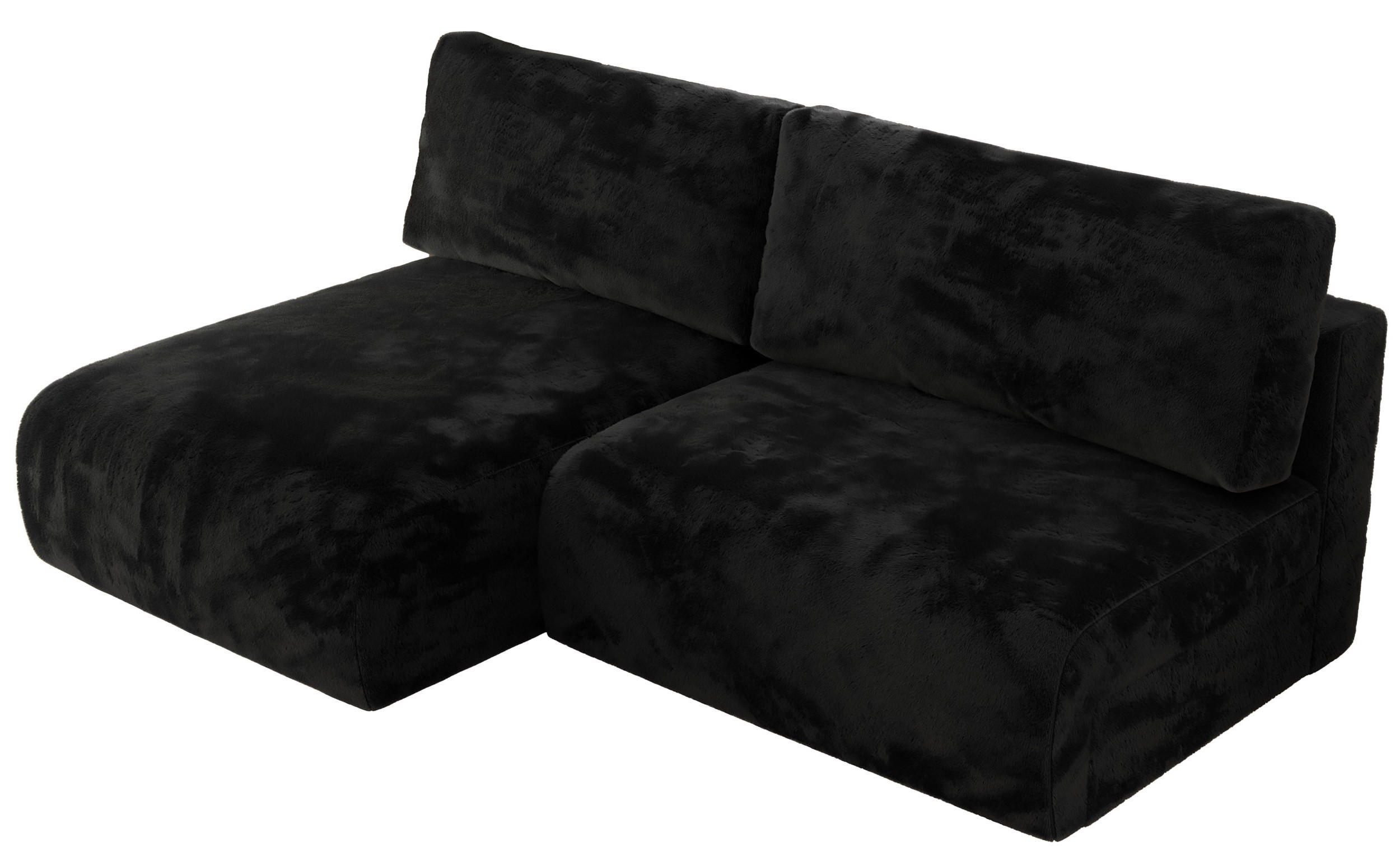 ECKSCHLAFSOFA VIVO L Schwarz Plüsch - links - Schwarz, Kunststoff/Textil (223/150cm) - MKS