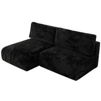 ECKSCHLAFSOFA VIVO L Schwarz Plüsch - links - Schwarz, Kunststoff/Textil (223/150cm) - MKS