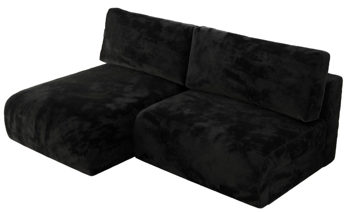 ECKSCHLAFSOFA VIVO L Schwarz Plüsch - links - Schwarz, Kunststoff/Textil (223/150cm) - MKS