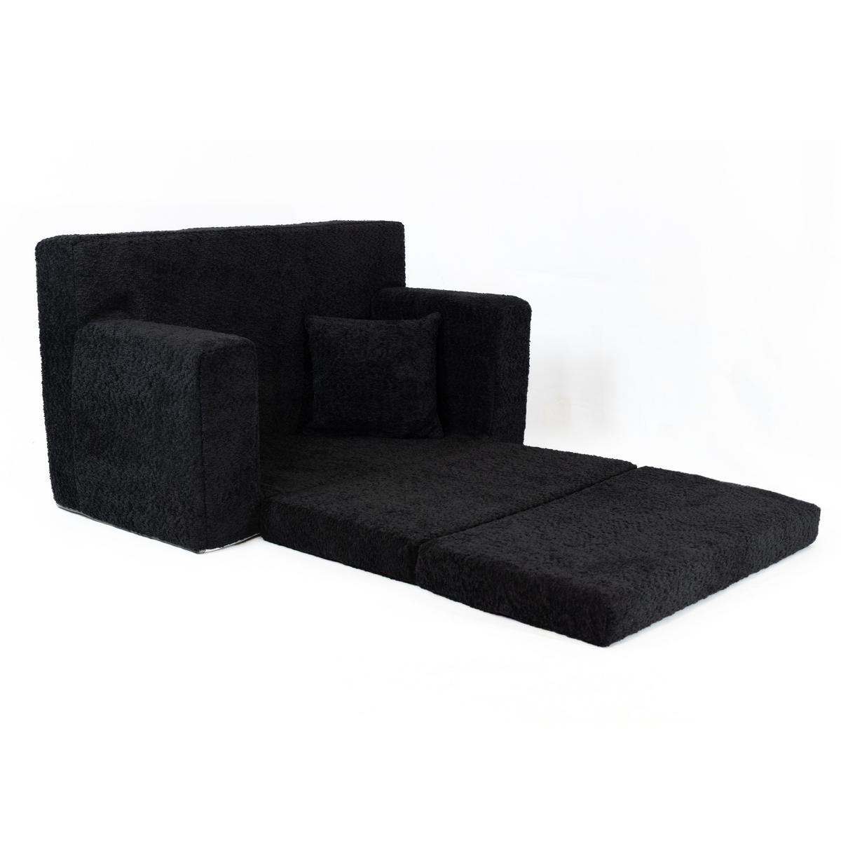 KINDERSOFA David – Stilvoller Komfort für das Kinderzimmer - In den Trendfarben - Schwarz, Textil (83/47/43cm) - Fortisline