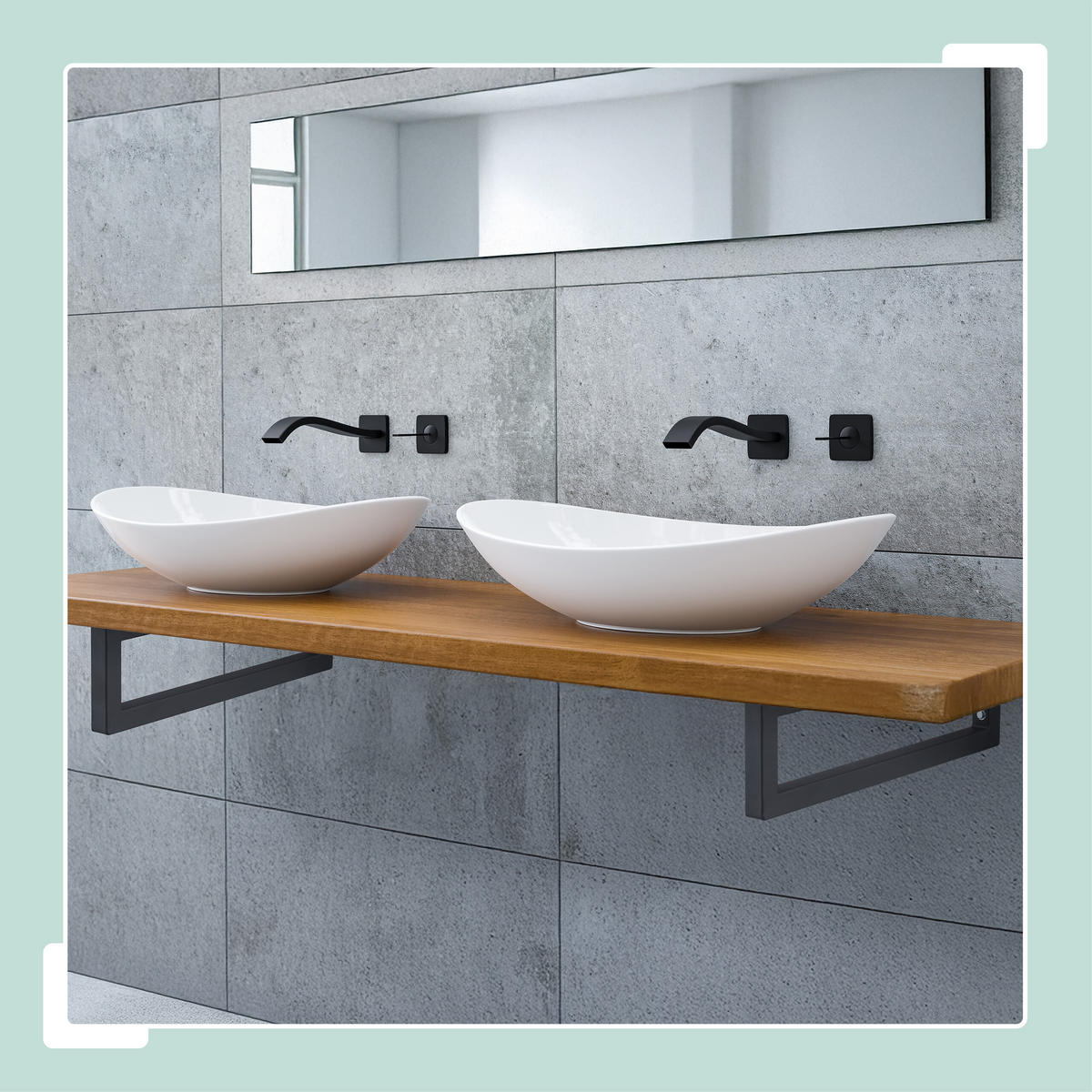 2XWANDKONSOLE - Weiß, Metall (50/3/15cm) - Relaxdays