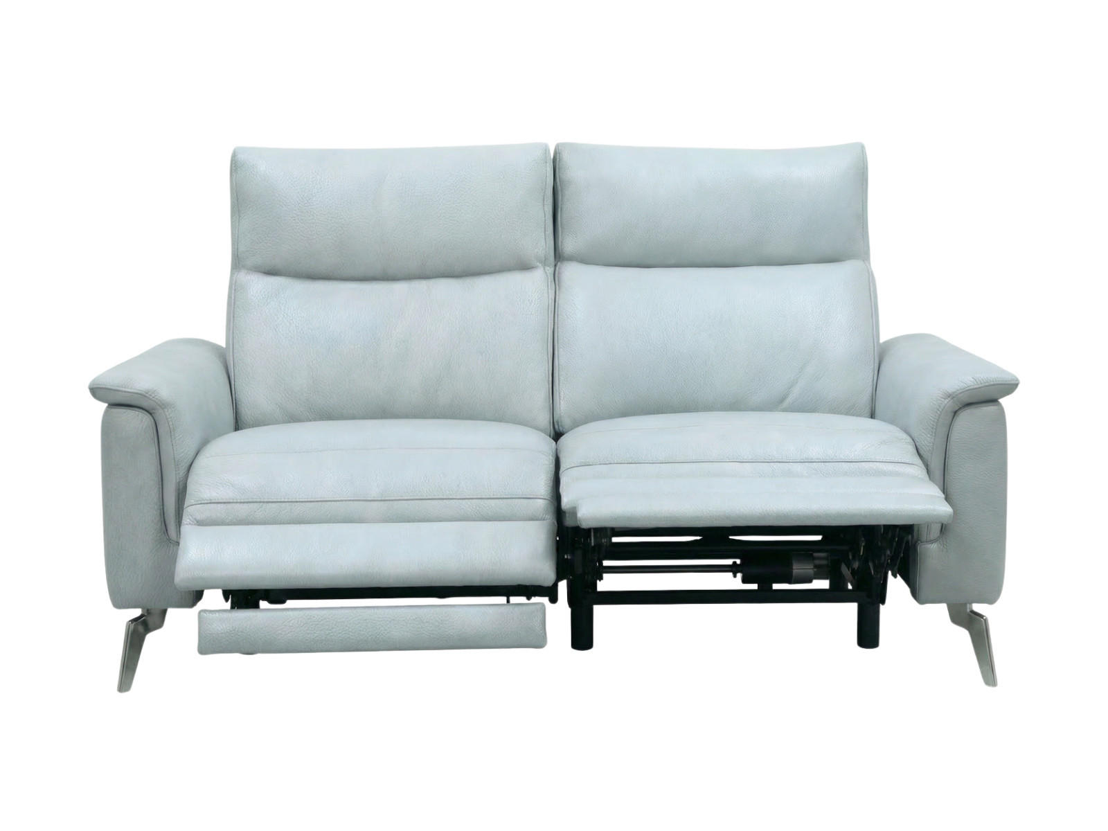 2-SITZER Sofa Borea Echtleder mit 2 x Relaxfunktion Weiß - Weiß, Leder/Metall (176/102/98cm)