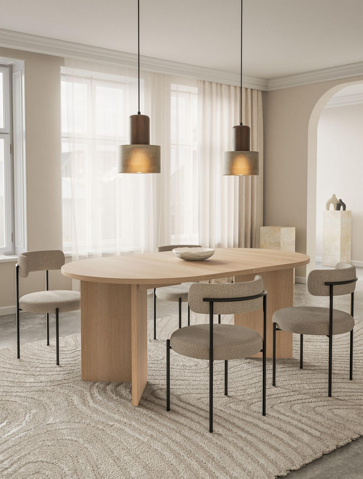 ESSTISCH Selsey Ovo rund, Holzoptik Eiche Lindberg, ausziehbar, 110–190 × 110 cm - Eichefarben/Beige, Holzwerkstoff (109.6/109.6/75cm) - Selsey