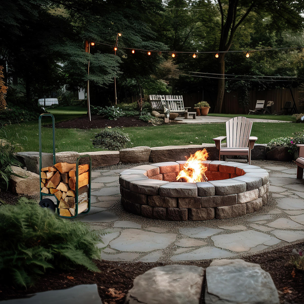 KAMINHOLZWAGEN - Dunkelgrün, Kunststoff/Metall (41/109.5/45cm) - Relaxdays