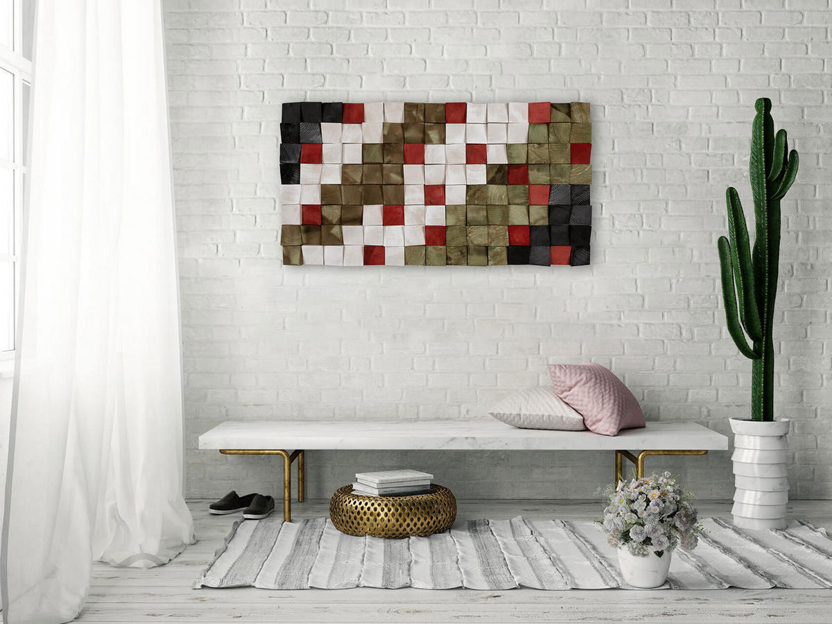 HOLZBILD Grün 102/55 cm - Weiß/Grün, Holz (6.5/55cm) - KUNSTLOFT