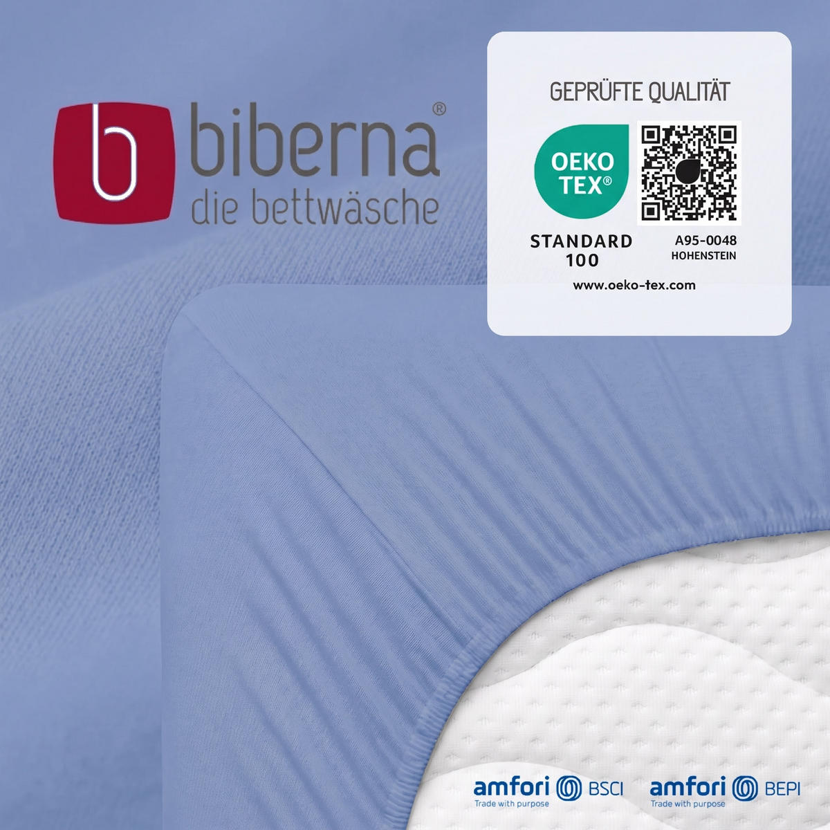 SPANNBETTTUCH Basic Jersey blau, 140x200 cm - 160x200 cm - Blau, Textil (160/200cm) - biberna