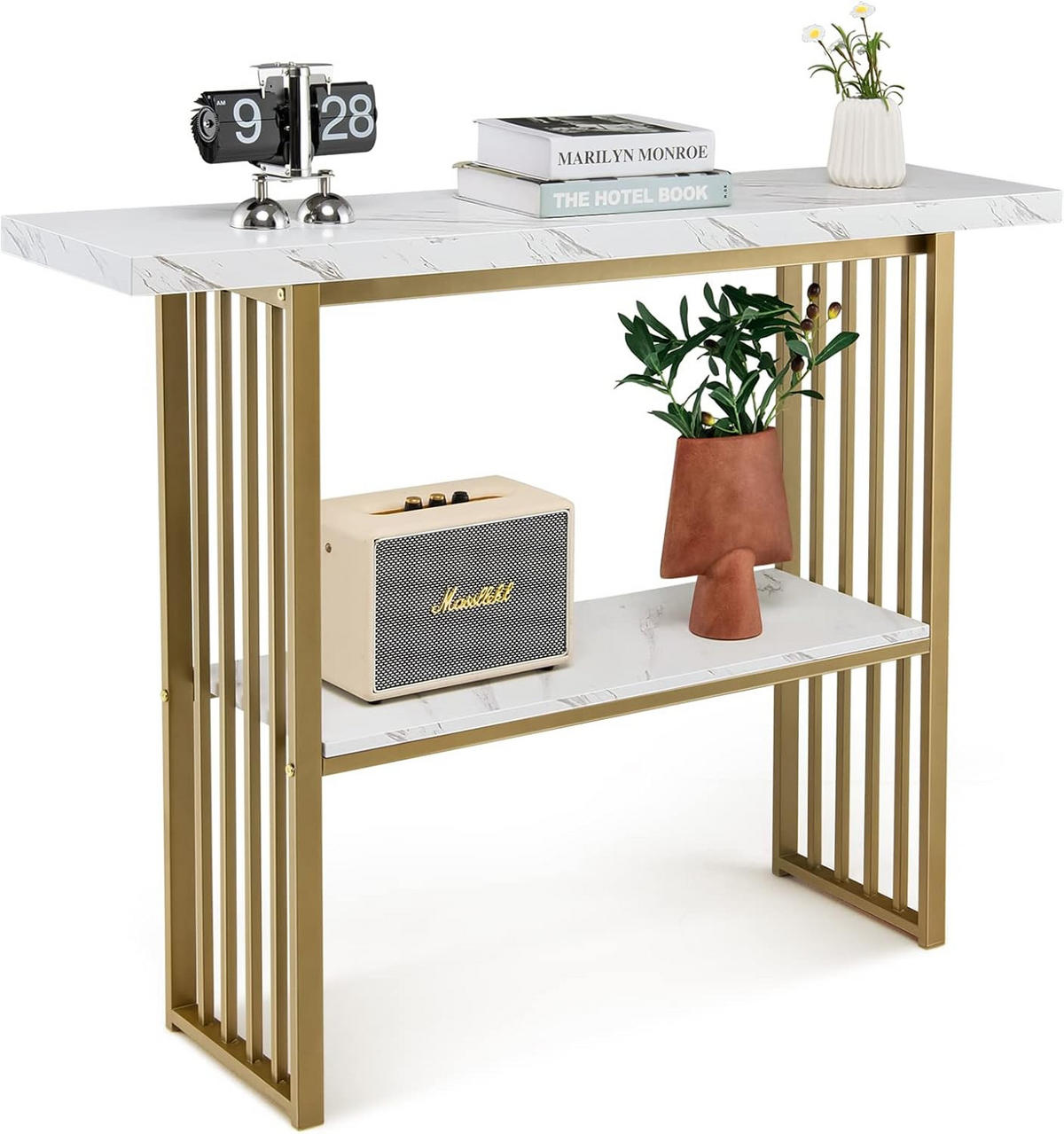 KONSOLENTISCH 93cm Weiß - Weiß, Holz (120/30/93cm) - COSTWAY