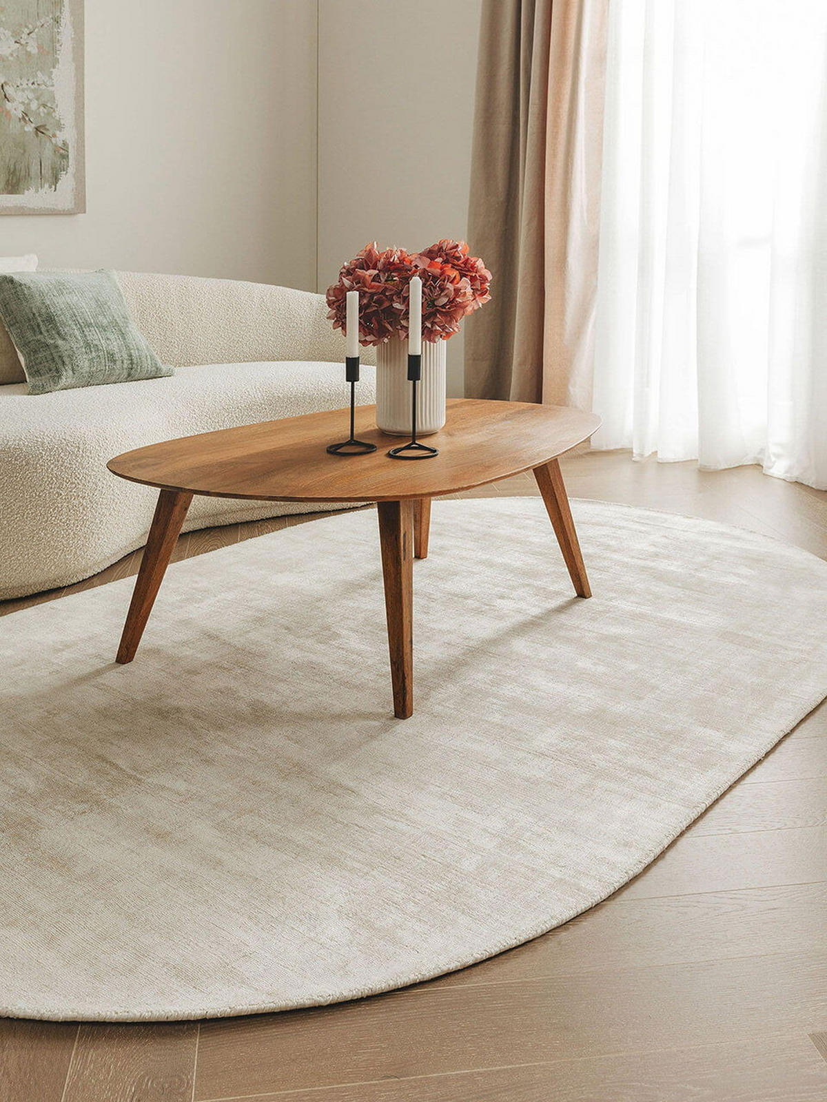 VISKOSETEPPICH OVAL Nova Cream 150x230 cm - Beige, Textil (150/1cm) - KUNSTLOFT