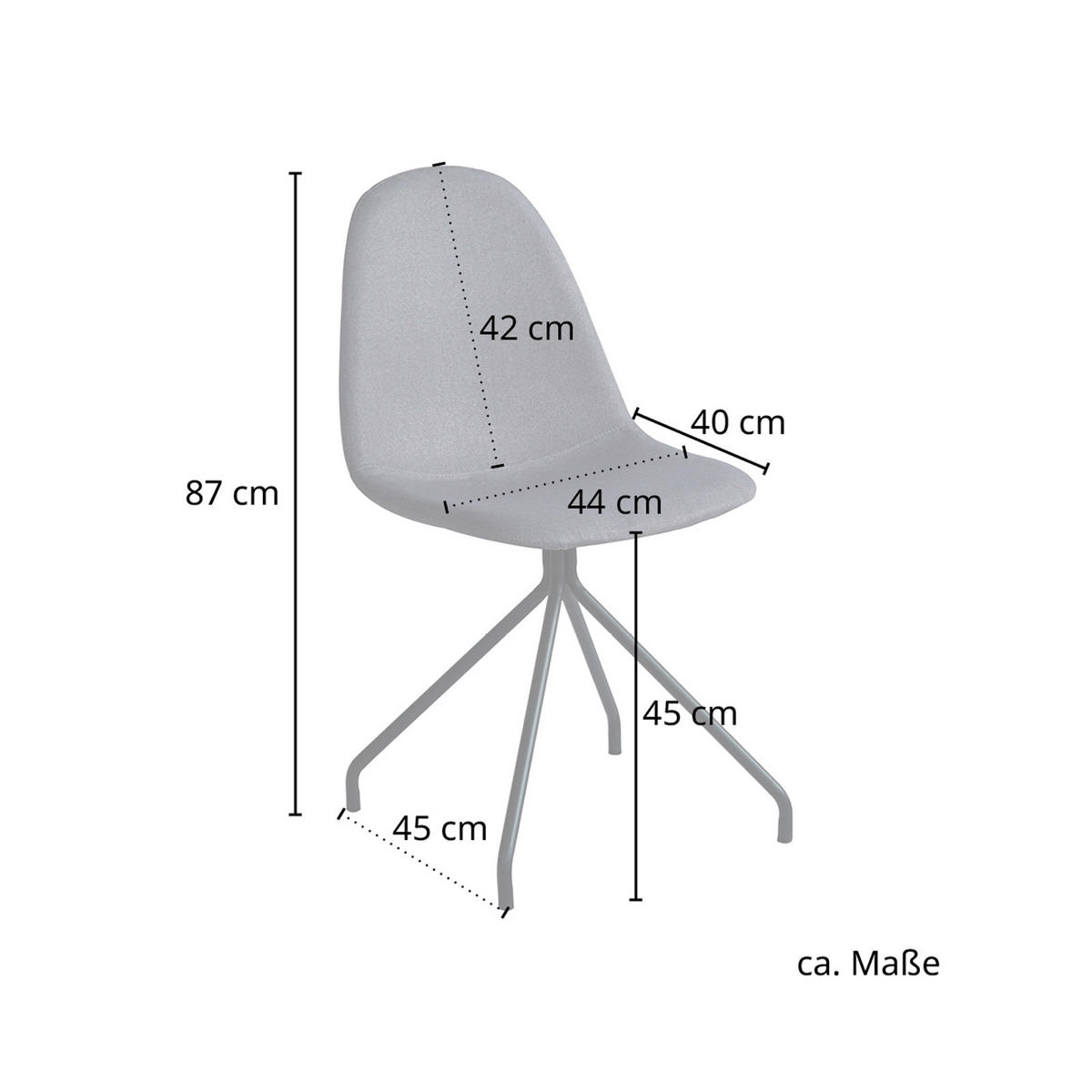 ESSZIMMERSTUHL 2er Set Stoffbezug Dunkelgrau - Anthrazit/Schwarz, Textil/Metall (44/87/40cm) - SVITA