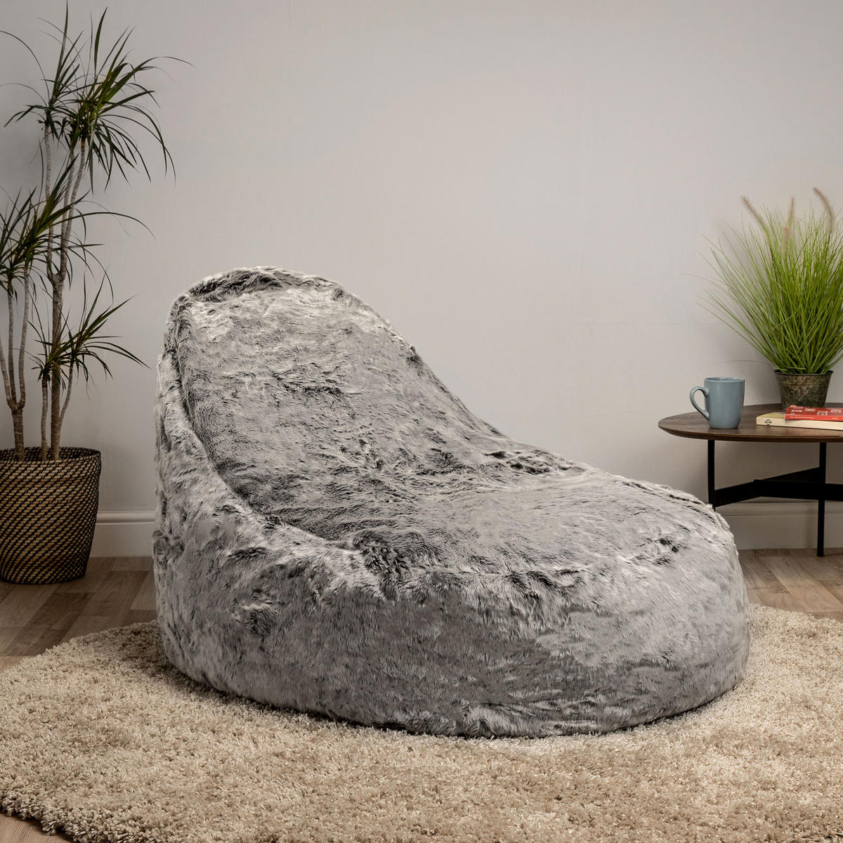 SITZSACK-LIEGE aus Kunstfell - Grau, Kunststoff (105/51/130cm) - icon