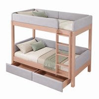 ETAGENBETT mit 2 Schubladen 90x200 cm Grau Natur - Grau, Holz (90/200cm) - Meubliv