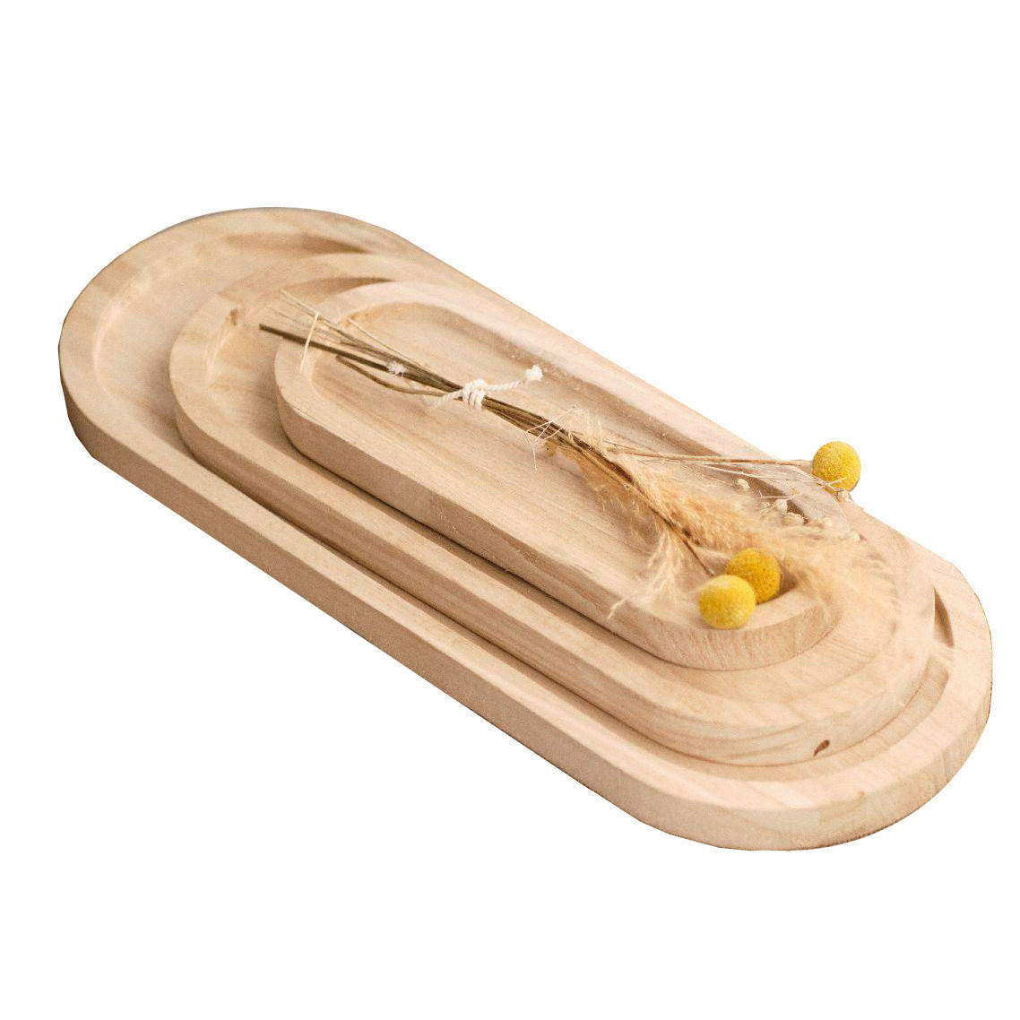 SCHMUCKTABLETTS Holz 3er-Set Indie - Beige, Holz (45cm) - Today