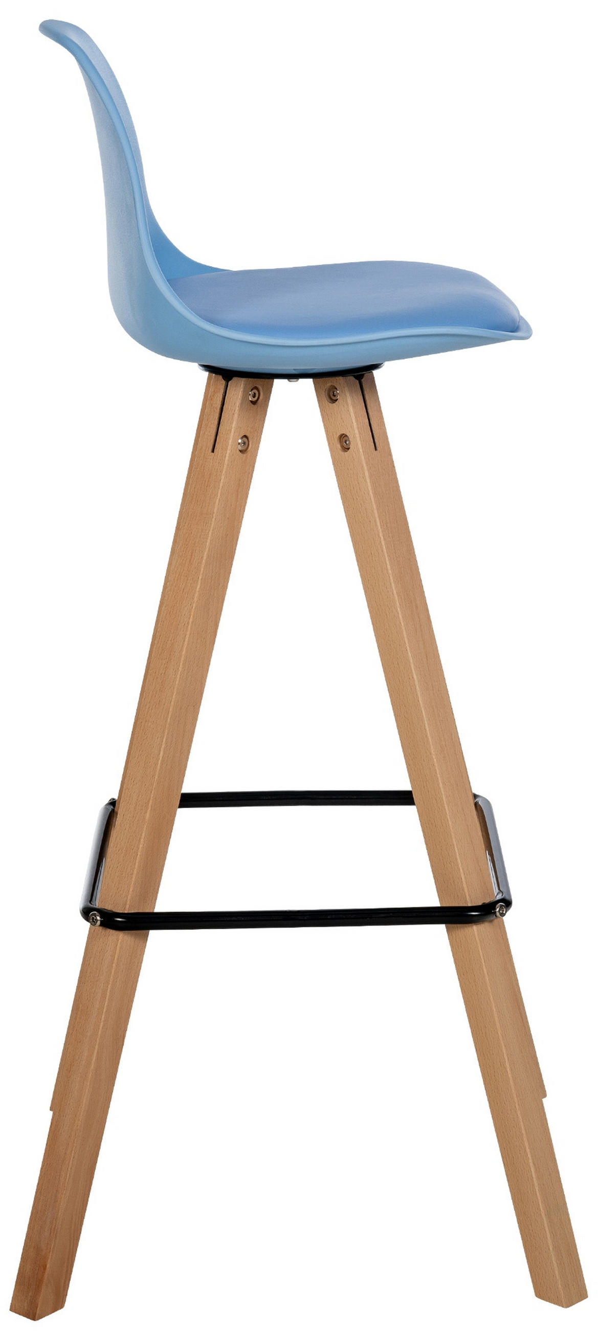 BARHOCKER PALMA Blau Kunstleder Braun - Blau, Leder/Holz (38/99/44cm) - DELUKE