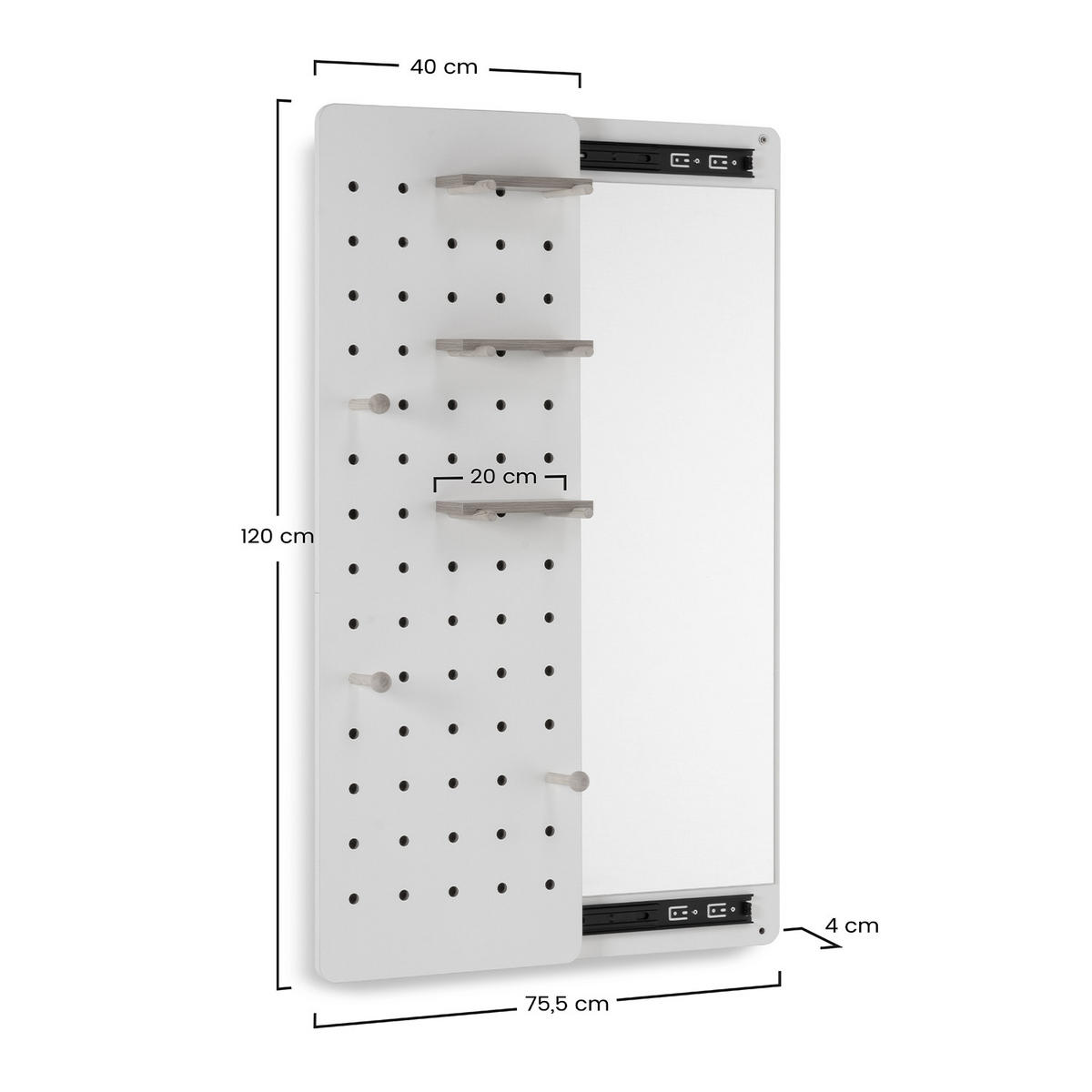 GARDEROBEN mit Spiegel Verona Weiß - Weiß, Holzwerkstoff (40/120/4cm) - VS Venta-stock