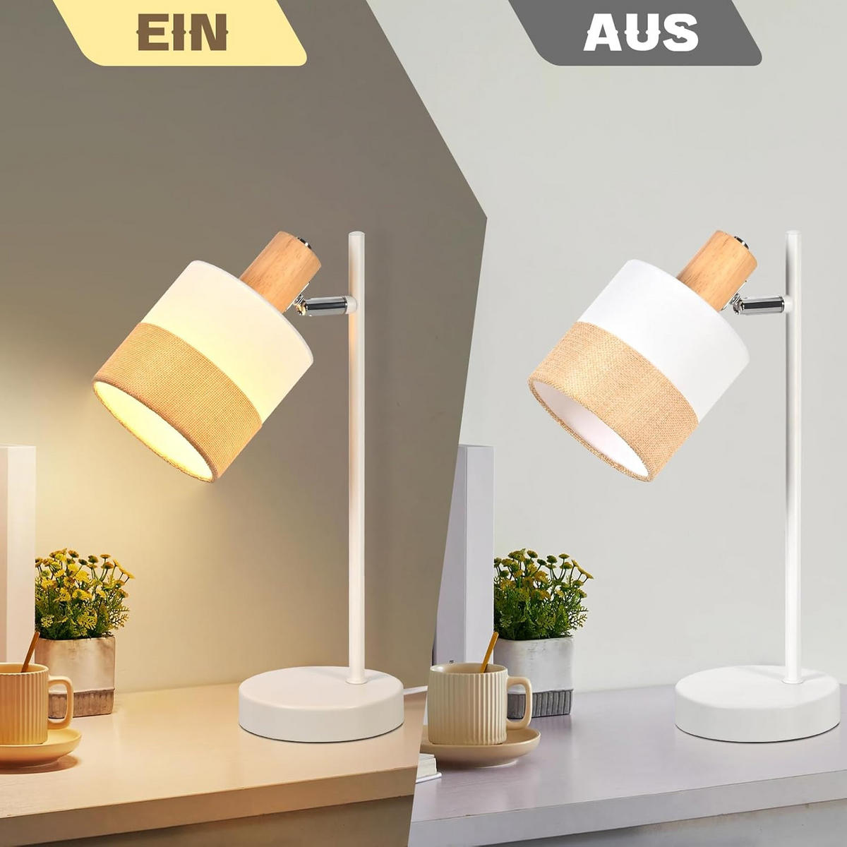 TISCHLEUCHTE BRAUN Ⅲ 16/12/36 cm - Weiß, Metall (16/12/36cm) - Nettlife