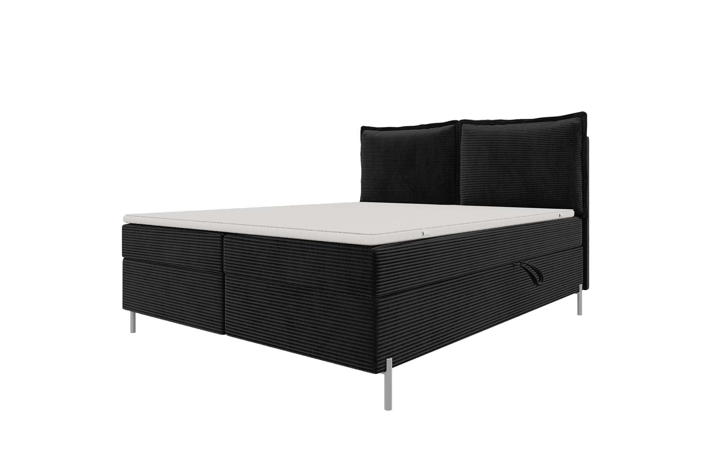 BOXSPRINGBETT VERO Cordstoff Schwarz 160/200 cm - Schwarz, Holzwerkstoff/Textil (160/200cm) - 99rooms