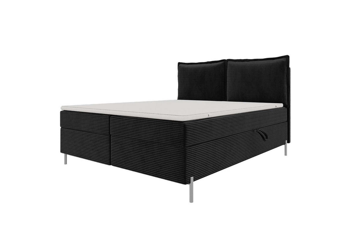 BOXSPRINGBETT VERO Cordstoff Schwarz 160/200 cm - Schwarz, Holzwerkstoff/Textil (160/200cm) - 99rooms