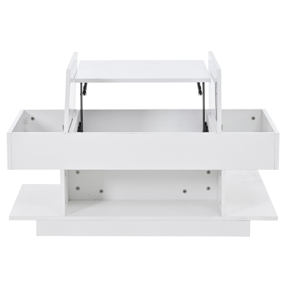 COUCHTISCH aus Spanplatte 98x45x40 cm in Weiß mit LED-Beleuchtung & Liftfunktion - Weiß, Holzwerkstoff (98/45/40cm) - Modfu
