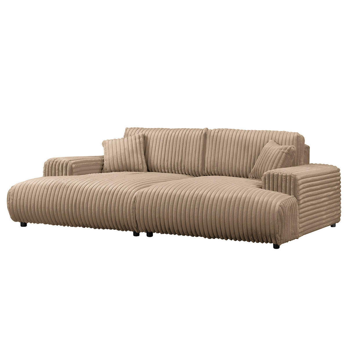 BIGSOFA - Taupe/Schwarz, Kunststoff/Textil (237/79/144cm) - home24