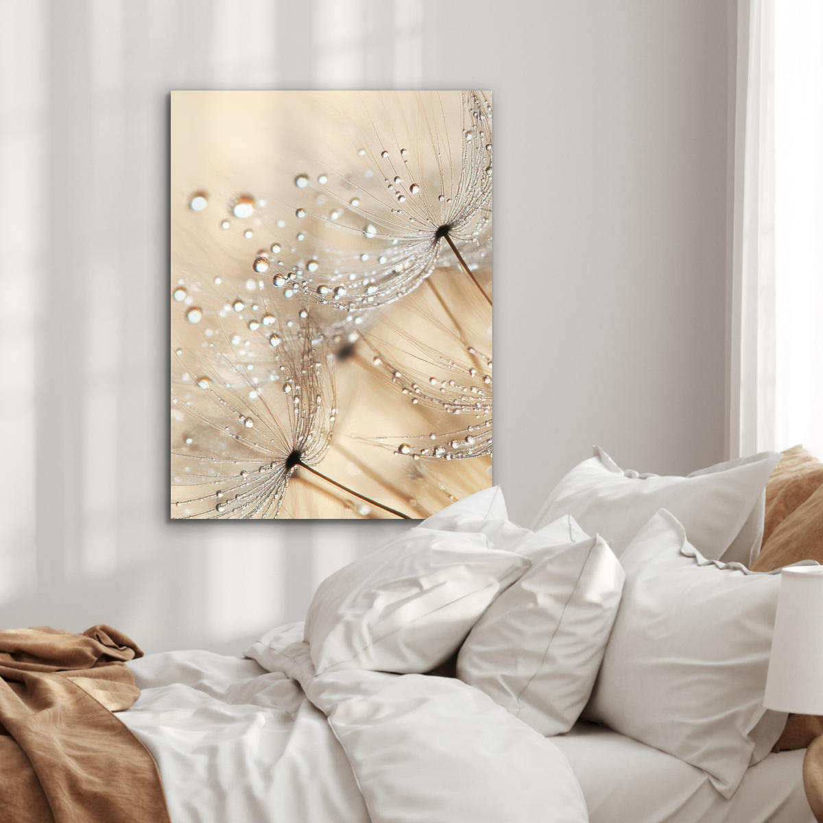 KOVOVÝ OBRAZ Púpava - Abstraktné - Príroda - Béžová 60x80 cm - hnedá, kov (60/80cm) - MuchoWow