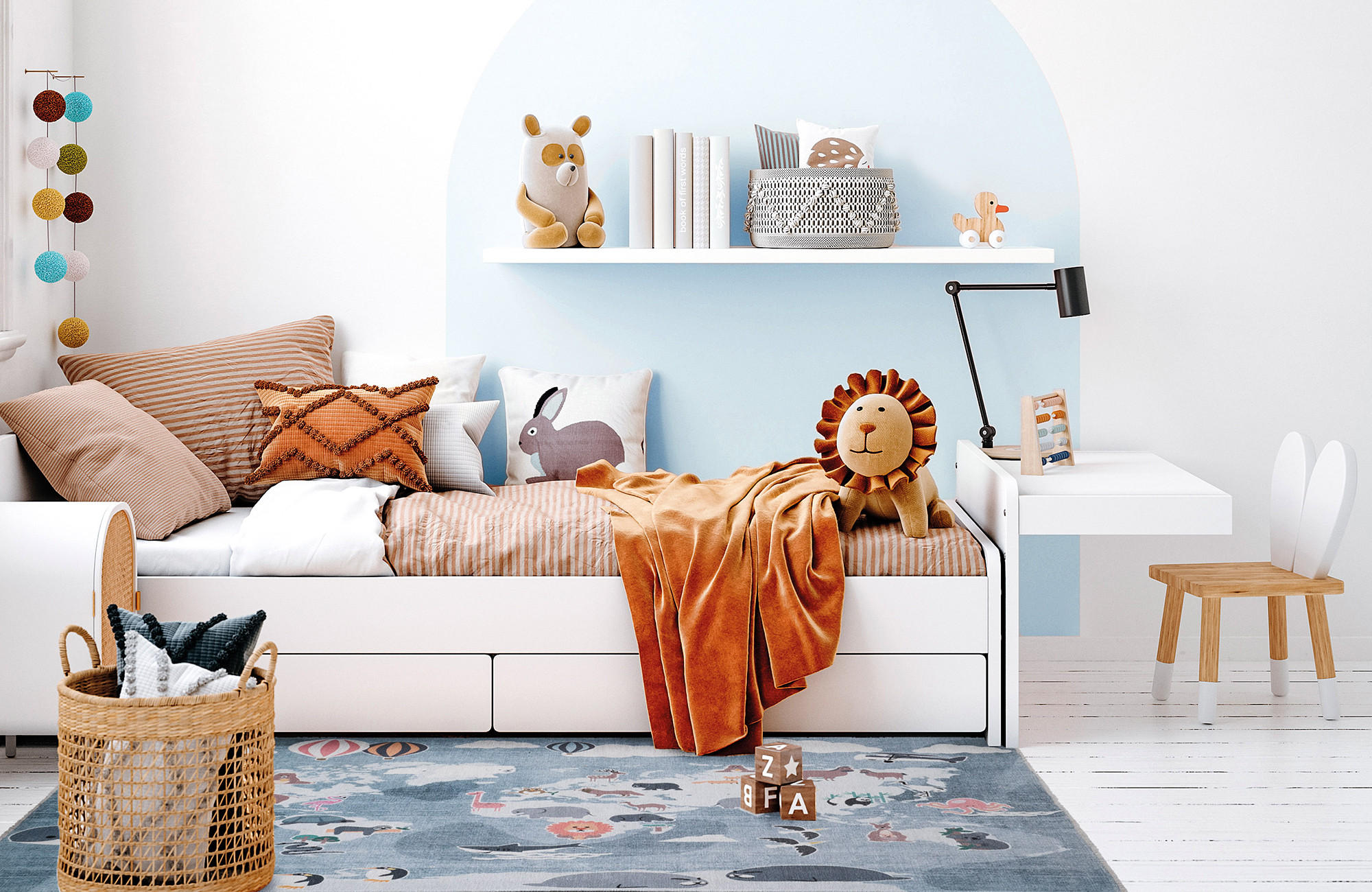 Thumbnail - Tesso Living Kinder-Teppich, Hellgrau, Textil, Tiere, Rechteckig, 155x225 cm, rutschfest, Teppiche & Böden, Teppiche, Te...