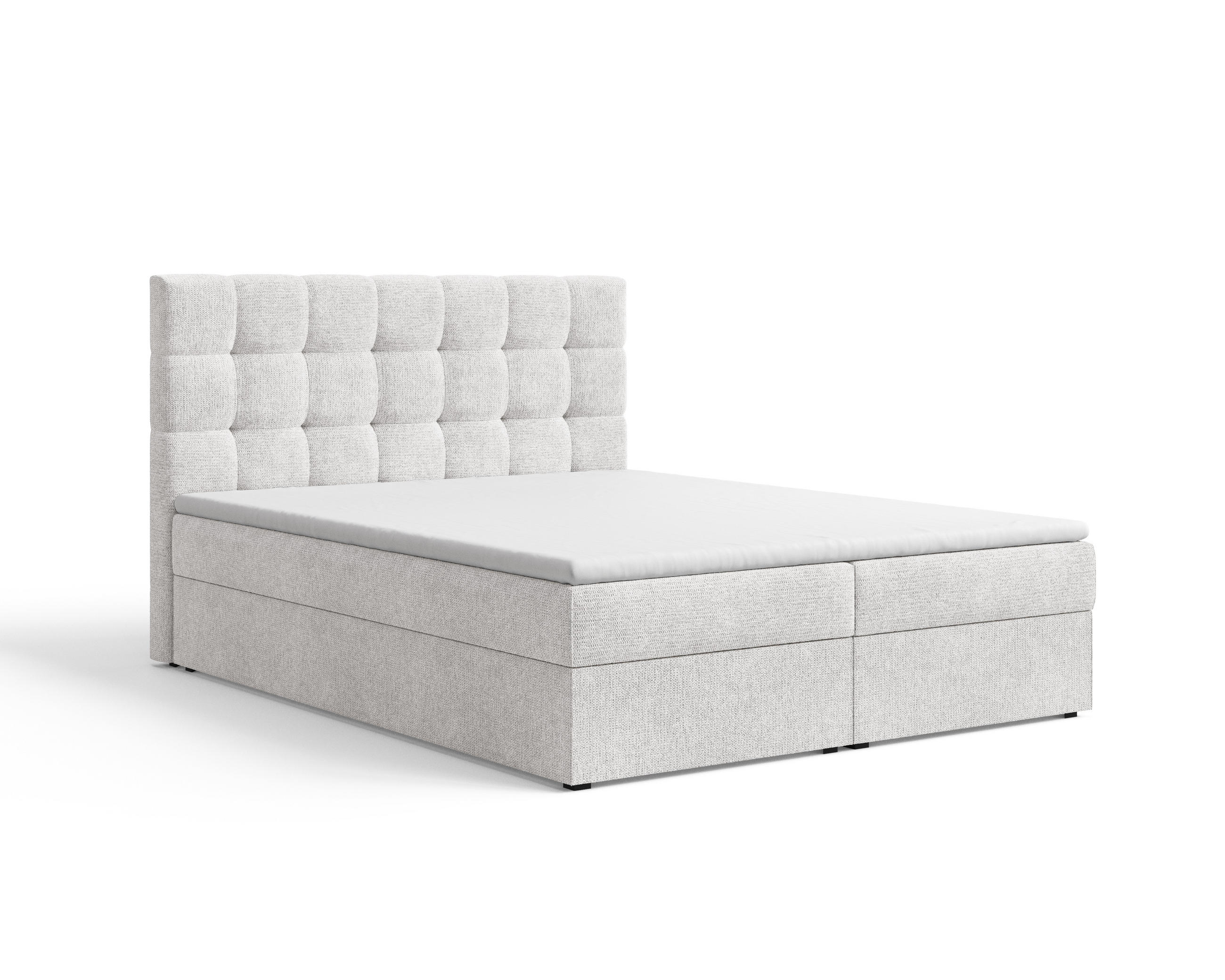 BOXBETT - Bett 05 OSLO - Aragon - 140x200 cm - mit Bettkasten und Komfort-Topper - Weiß, Holz (140/200cm) - ROYAL24_MARKT