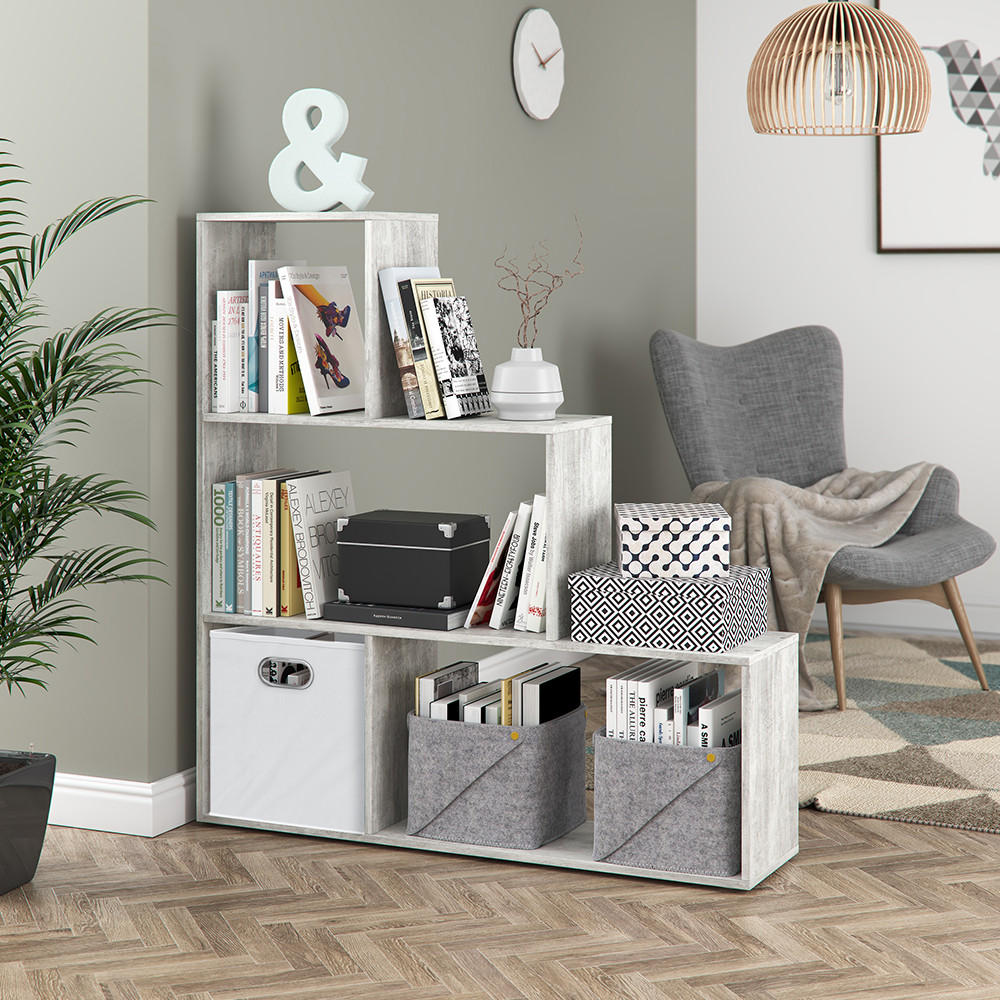 TREPPENREGAL Grau 116.8 x 123.2 cm - Grau, Holzwerkstoff (116.8/123.2/29cm) - Vicco