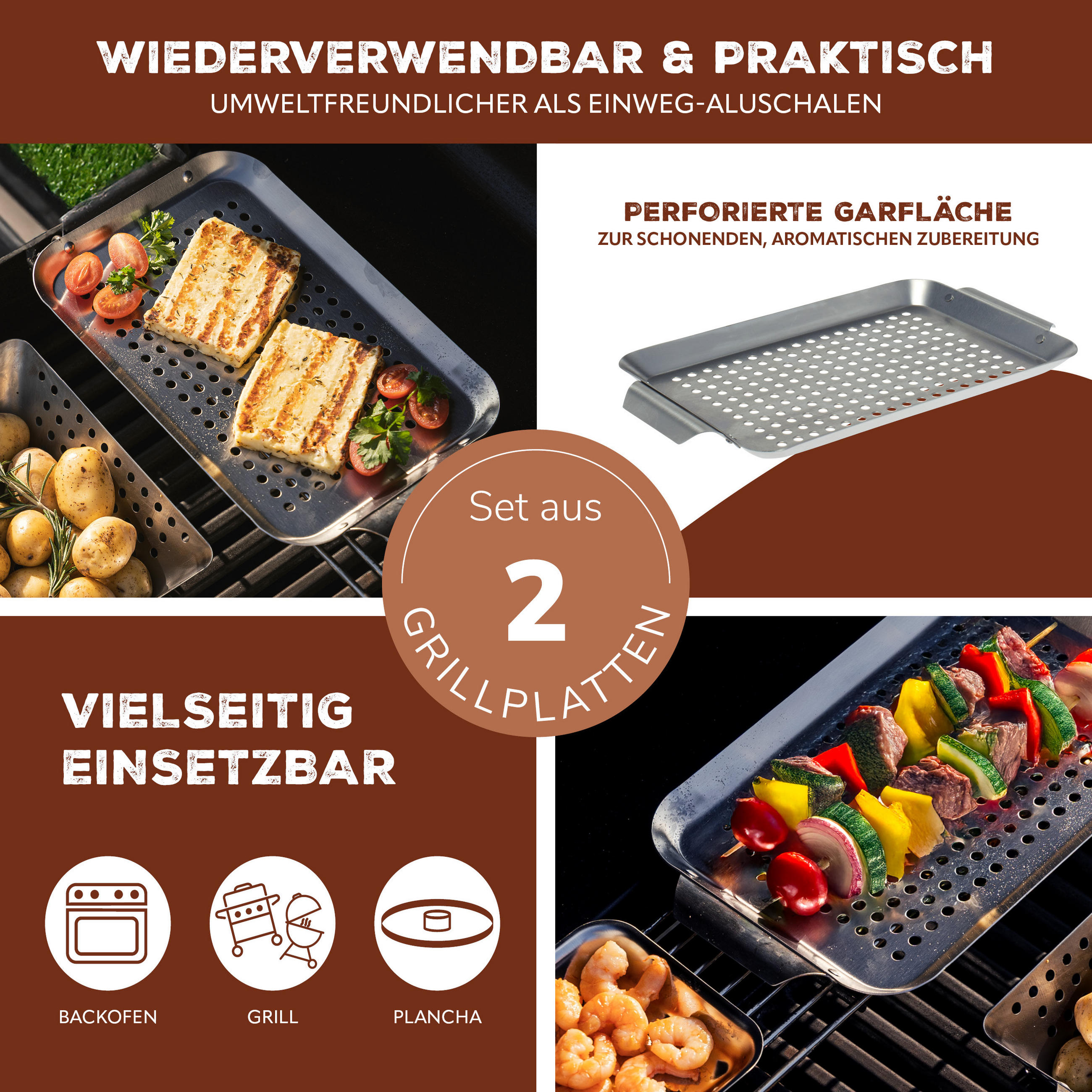 Thumbnail - bremermann Grillplatte, Edelstahl, Metall, 32x1.5x18.5 cm, Grills & Outdoor-Küchen, Grillzubehör