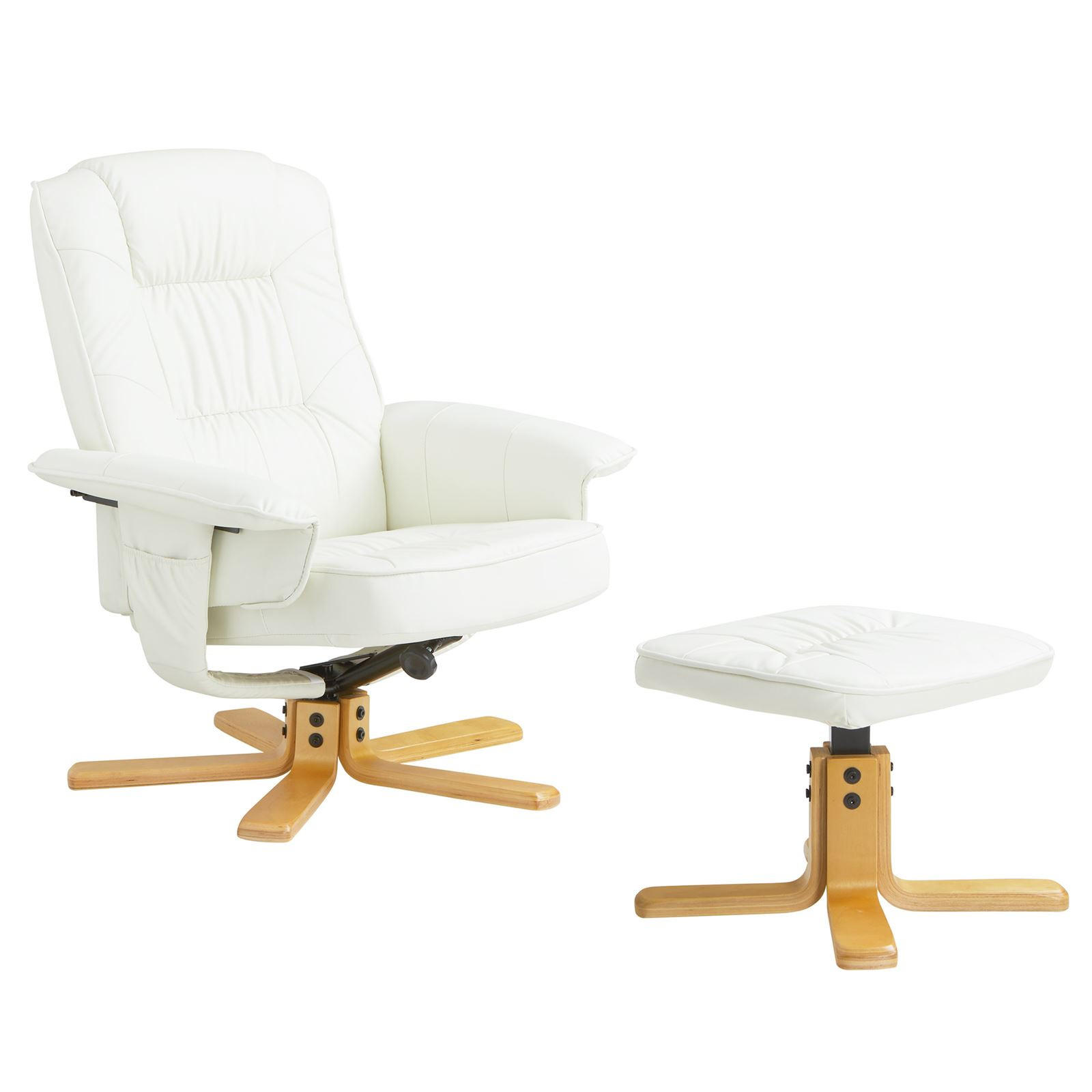 RELAXSESSEL KUNSTLEDER, SET MIT HOCKER CHARLY - Weiß, Textil (76/87/61cm) - IDIMEX