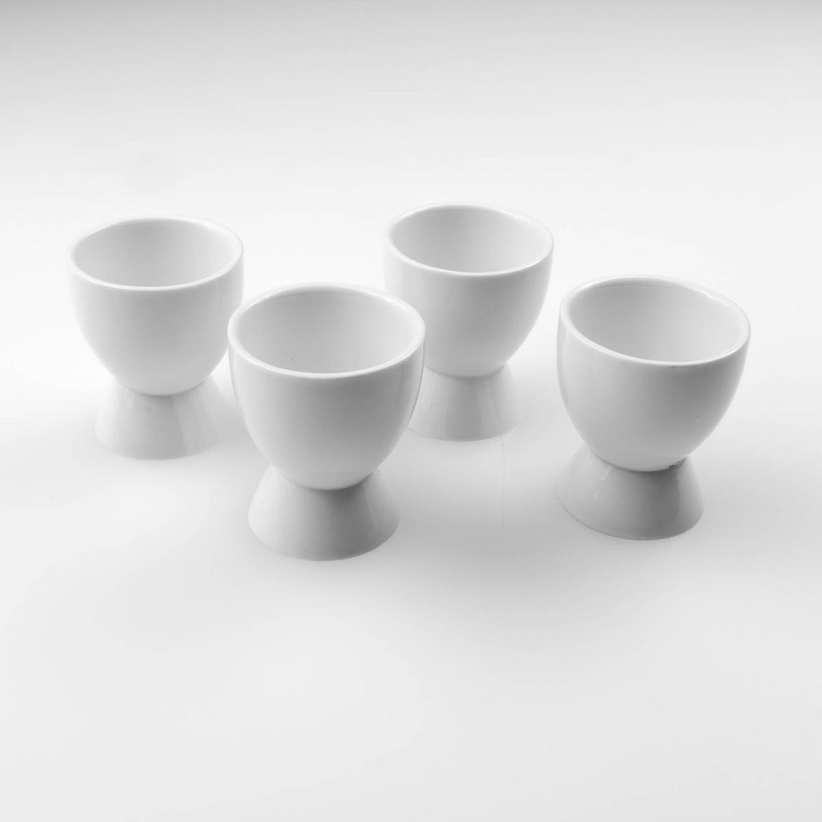 EIERBECHER-SET mit Löffeln Weiß 5,2/5,2/6 cm - Weiß, Keramik (5.2/6/5.2cm) - Excellent Houseware
