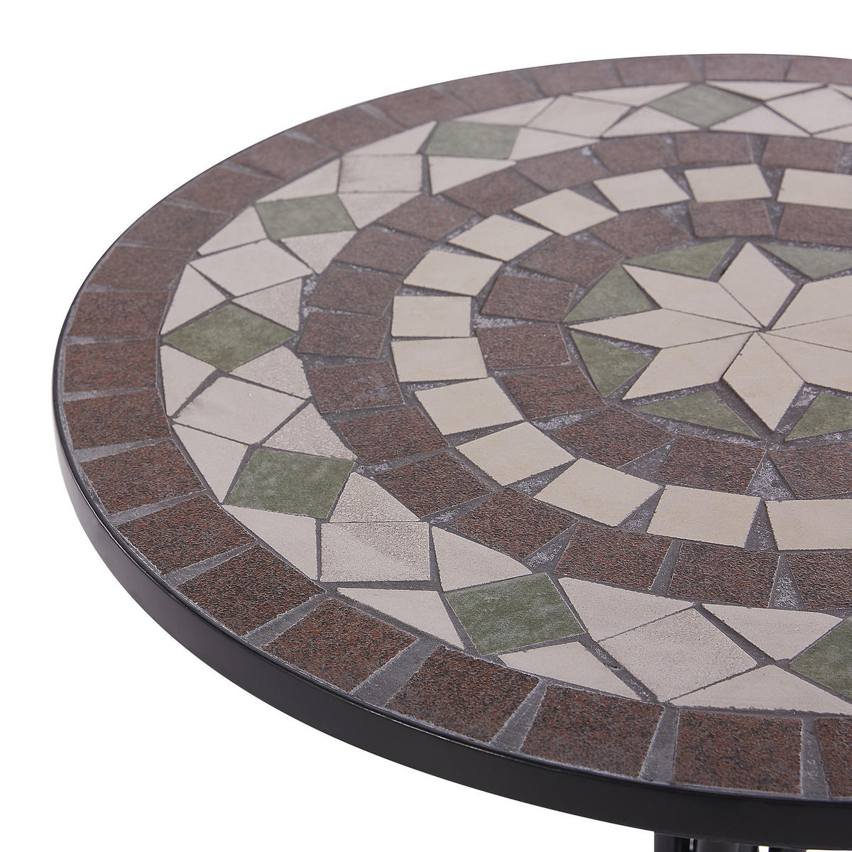 GARTENTISCH Eisen schwarz Mosaik 60 cm Cariati - Schwarz, Metall (60/60/73cm) - Beliani
