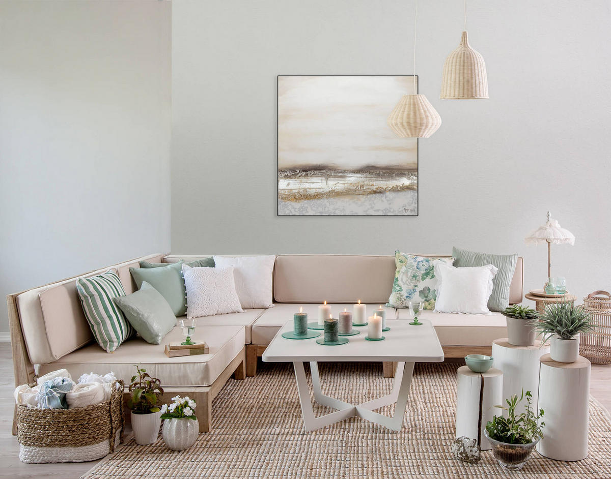 ÖLGEMÄLDE 80/80 cm - Beige, Holz/Textil (80/80cm) - KUNSTLOFT