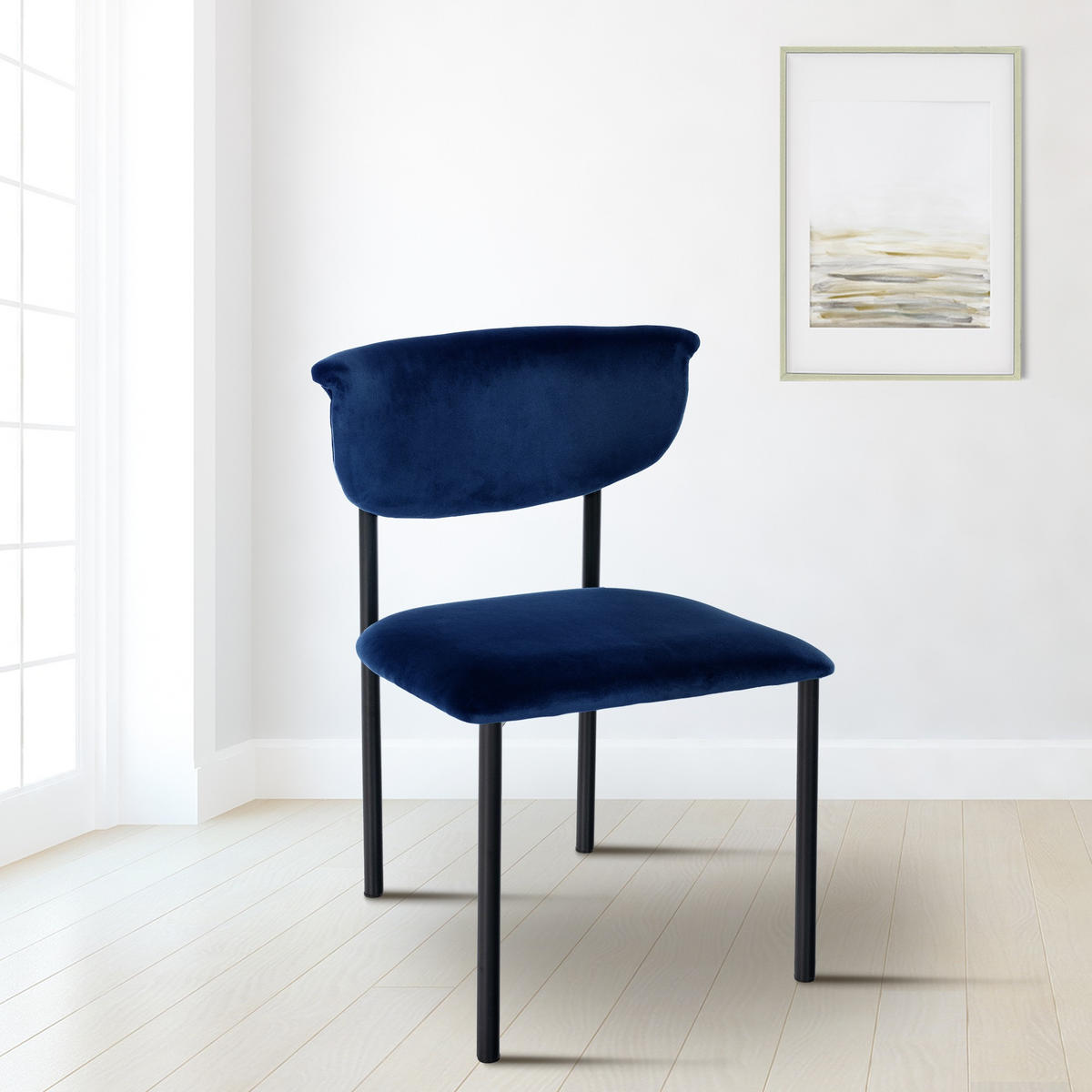 STUHL Samt Dunkelblau - Dunkelblau, Textil/Metall (52/78/53cm) - CLP