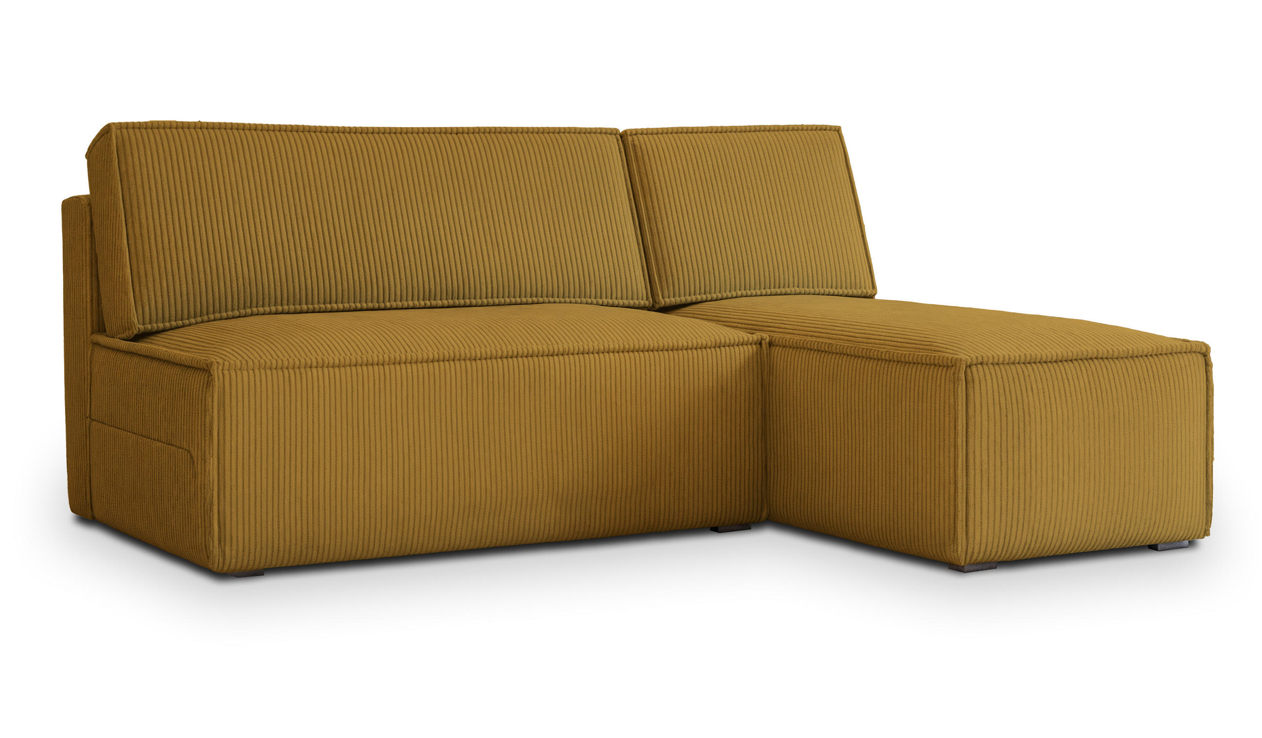ECKSOFA BRISO P Gelb Kordstoff mit Schlaffunktion - Gelb, Holz (200/140cm) - MASSENO