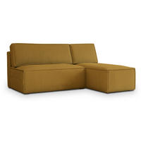 ECKSOFA BRISO P Gelb Kordstoff mit Schlaffunktion - Gelb, Holz (200/140cm) - MASSENO