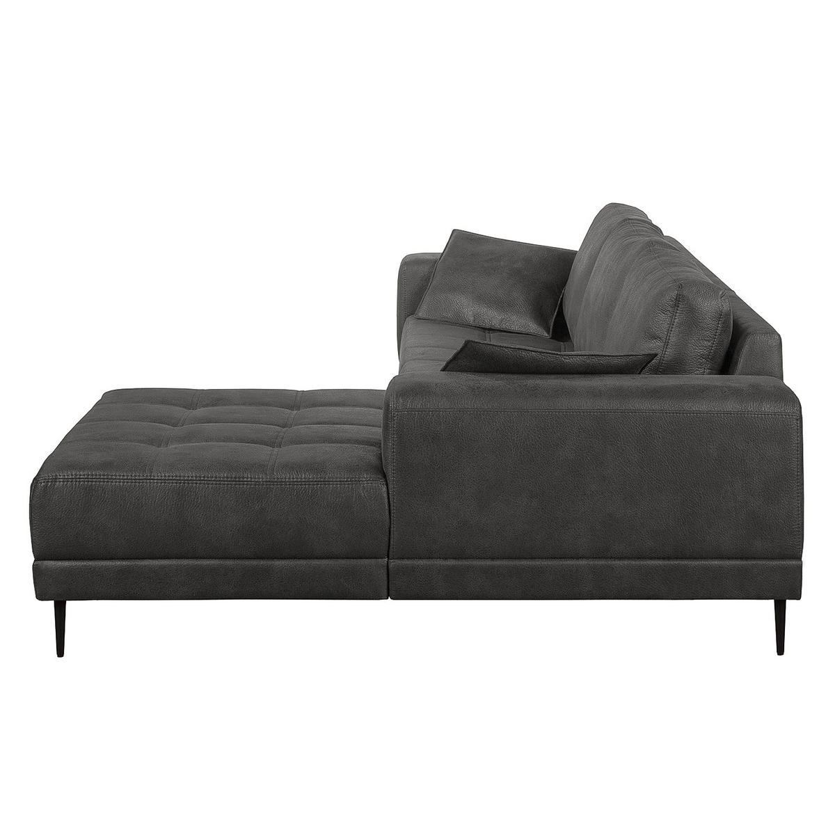 ECKSOFA mit Ottomane - Antiklederlook - Grau, Textil (282/167cm) - home24