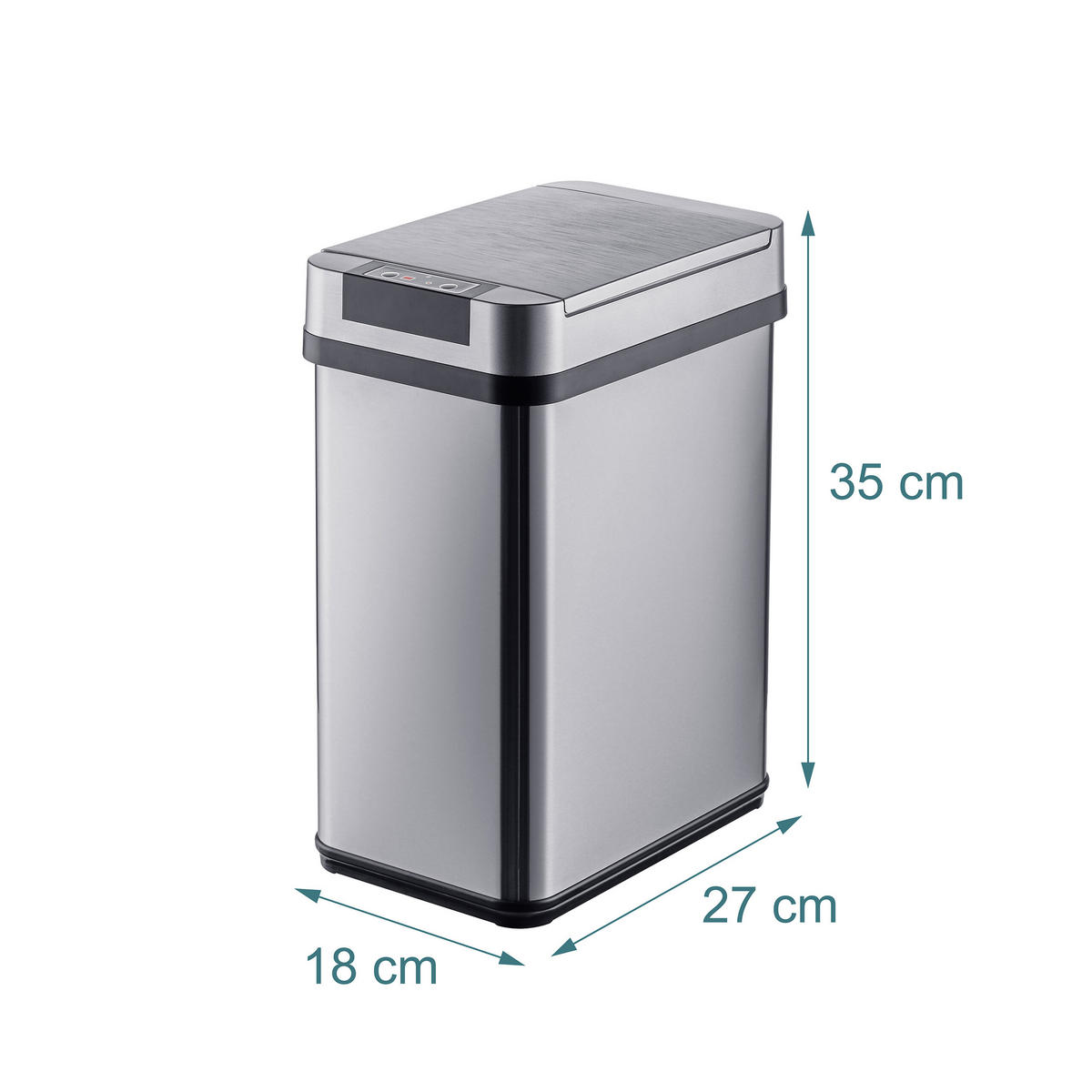 SENZOROVÝ kôš - strieborná, kov/plast (18/35/27cm) - Relaxdays